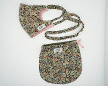 Load image into Gallery viewer, Green and pink flower face covering set