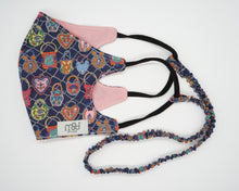 Load image into Gallery viewer, Pink and navy blue and locks face covering