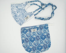 Load image into Gallery viewer, Blue floral face covering set