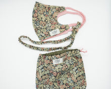 Load image into Gallery viewer, Green pink flower face covering set