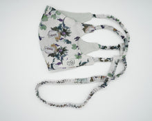 Load image into Gallery viewer, Green & grey flower face covering set