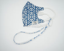 Load image into Gallery viewer, Blue organic cotton face covering set