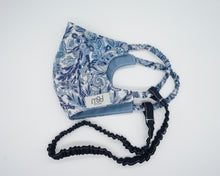 Load image into Gallery viewer, Blue paisley face covering with blue inside