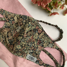 Load image into Gallery viewer, Green and pink flower face covering set