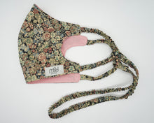 Load image into Gallery viewer, Green and pink flower face covering set