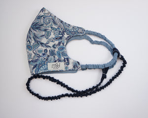 Blue paisley face covering set