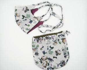 Purple and green flower face covering set