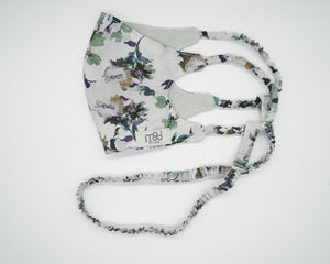 Green & grey flower face covering set