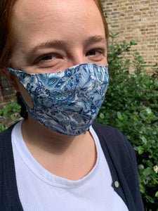 Blue paisley face covering